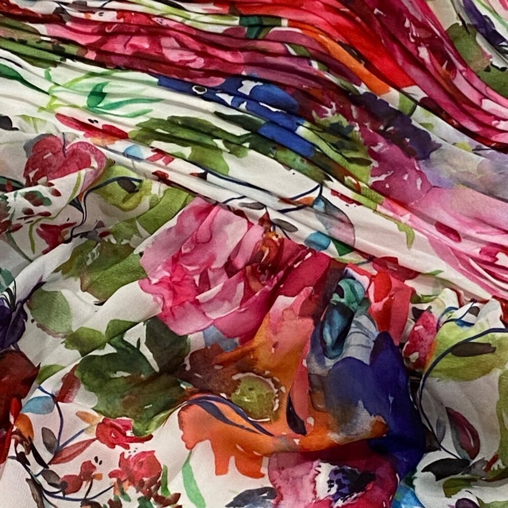 Sydneys Closet floral chiffon formal gown w/ full tulle lined skirt ruched bodic - Picture 12 of 13